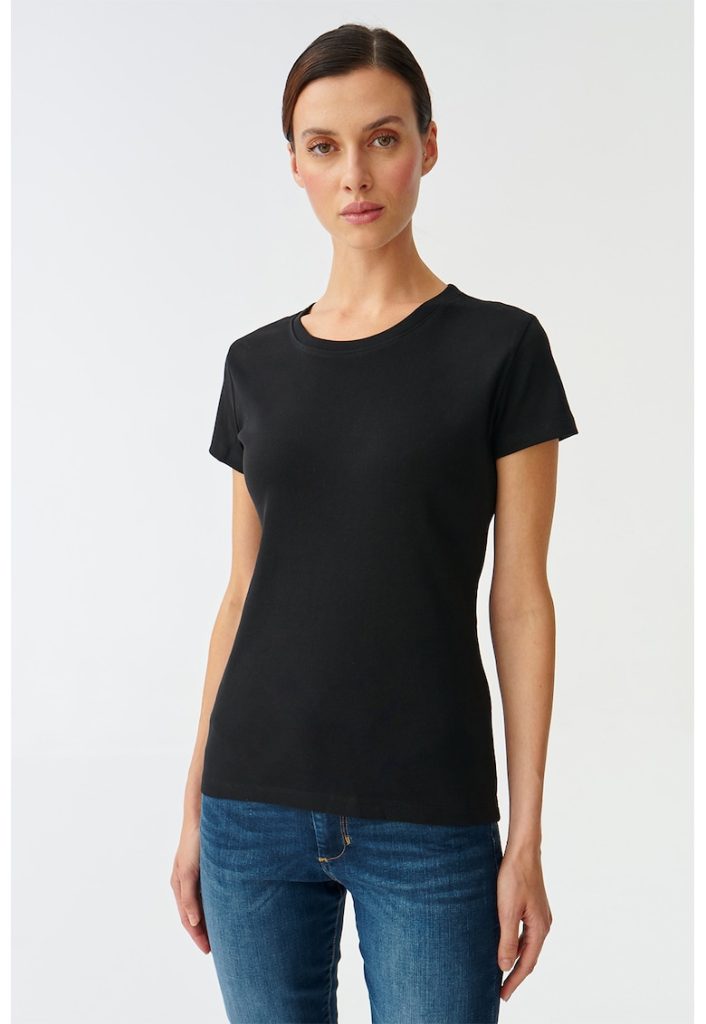 Tricou de bumbac cu decolteu rotund-FEMEI/IMBRACAMINTE/Tricouri si maiouri-IMBRACAMINTE/Tricouri si maiouri