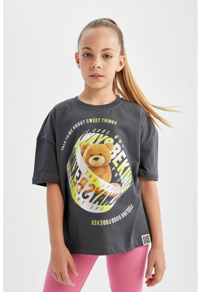 Tricou de bumbac cu imprimeu-FETE/IMBRACAMINTE/Tricouri si maiouri-IMBRACAMINTE/Tricouri si maiouri
