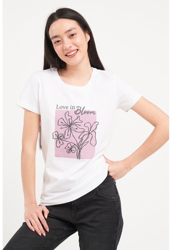 Tricou de bumbac cu imprimeu-FEMEI/IMBRACAMINTE/Tricouri si maiouri-IMBRACAMINTE/Tricouri si maiouri