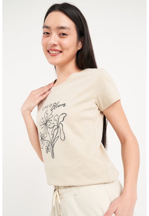 Tricou de bumbac cu imprimeu-FEMEI/IMBRACAMINTE/Tricouri si maiouri-IMBRACAMINTE/Tricouri si maiouri
