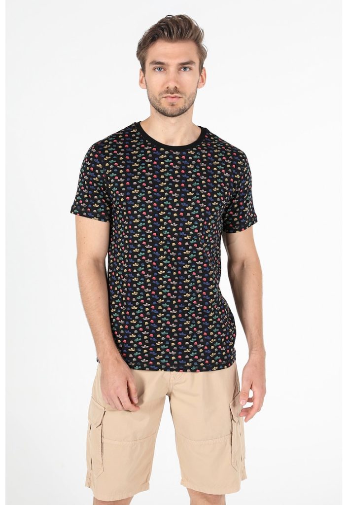 Tricou de bumbac cu imprimeu cu palarii-BARBATI/IMBRACAMINTE/Tricouri si maiouri-IMBRACAMINTE/Tricouri si maiouri
