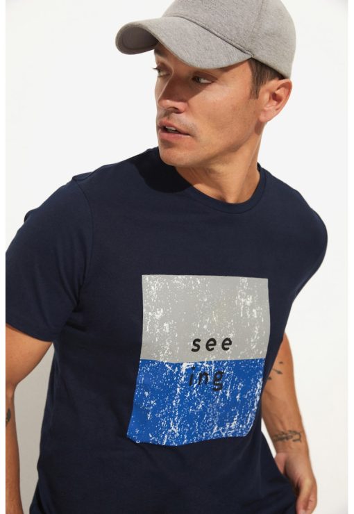 Tricou de bumbac cu imprimeu grafic-BARBATI/IMBRACAMINTE/Tricouri si maiouri-IMBRACAMINTE/Tricouri si maiouri