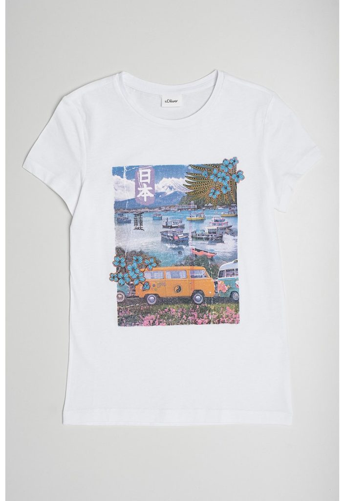 Tricou de bumbac cu imprimeu grafic-FETE/IMBRACAMINTE/Tricouri si maiouri-IMBRACAMINTE/Tricouri si maiouri