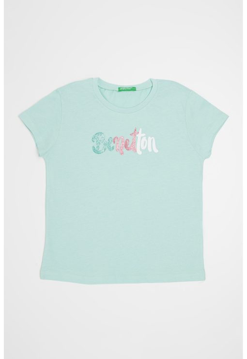 Tricou de bumbac cu logo stralucitor-FETE/IMBRACAMINTE/Tricouri si maiouri-IMBRACAMINTE/Tricouri si maiouri