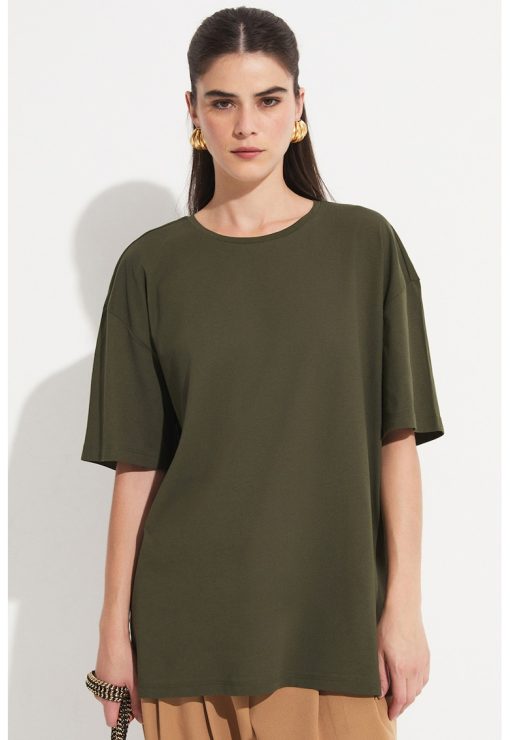 Tricou de bumbac cu maneci cazute-FEMEI/IMBRACAMINTE/Tricouri si maiouri-IMBRACAMINTE/Tricouri si maiouri