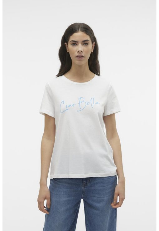 Tricou de bumbac organic cu imprimeu text-FEMEI/IMBRACAMINTE/Tricouri si maiouri-IMBRACAMINTE/Tricouri si maiouri