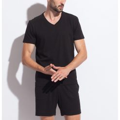 Tricou de casa din amestec de in - cu decolteu in V-BARBATI/IMBRACAMINTE/Tricouri si maiouri-IMBRACAMINTE/Tricouri si maiouri