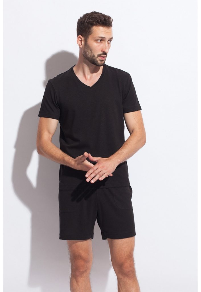 Tricou de casa din amestec de in - cu decolteu in V-BARBATI/IMBRACAMINTE/Tricouri si maiouri-IMBRACAMINTE/Tricouri si maiouri