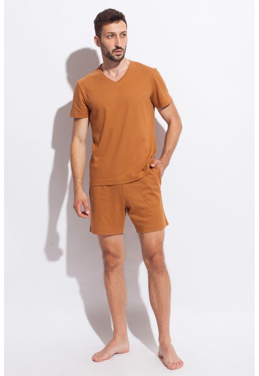 Tricou de casa din amestec de in - cu decolteu in V-BARBATI/IMBRACAMINTE/Tricouri si maiouri-IMBRACAMINTE/Tricouri si maiouri