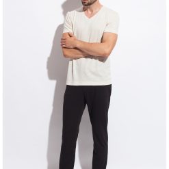 Tricou de casa din amestec de in - cu decolteu in V-BARBATI/IMBRACAMINTE/Tricouri si maiouri-IMBRACAMINTE/Tricouri si maiouri