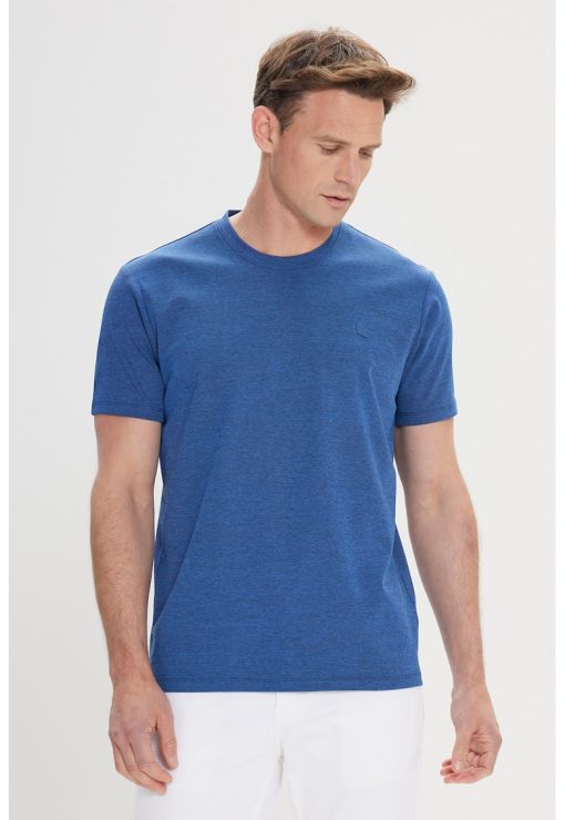 Tricou din amestec de bumbac cu decolteu la baza gatului-BARBATI/IMBRACAMINTE/Tricouri si maiouri-IMBRACAMINTE/Tricouri si maiouri