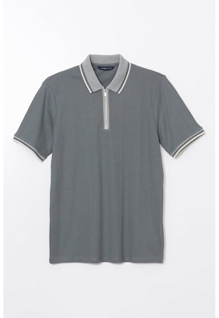 Tricou din amestec de bumbac cu fenta cu fermoar-BARBATI/IMBRACAMINTE/Tricouri si maiouri-IMBRACAMINTE/Tricouri si maiouri