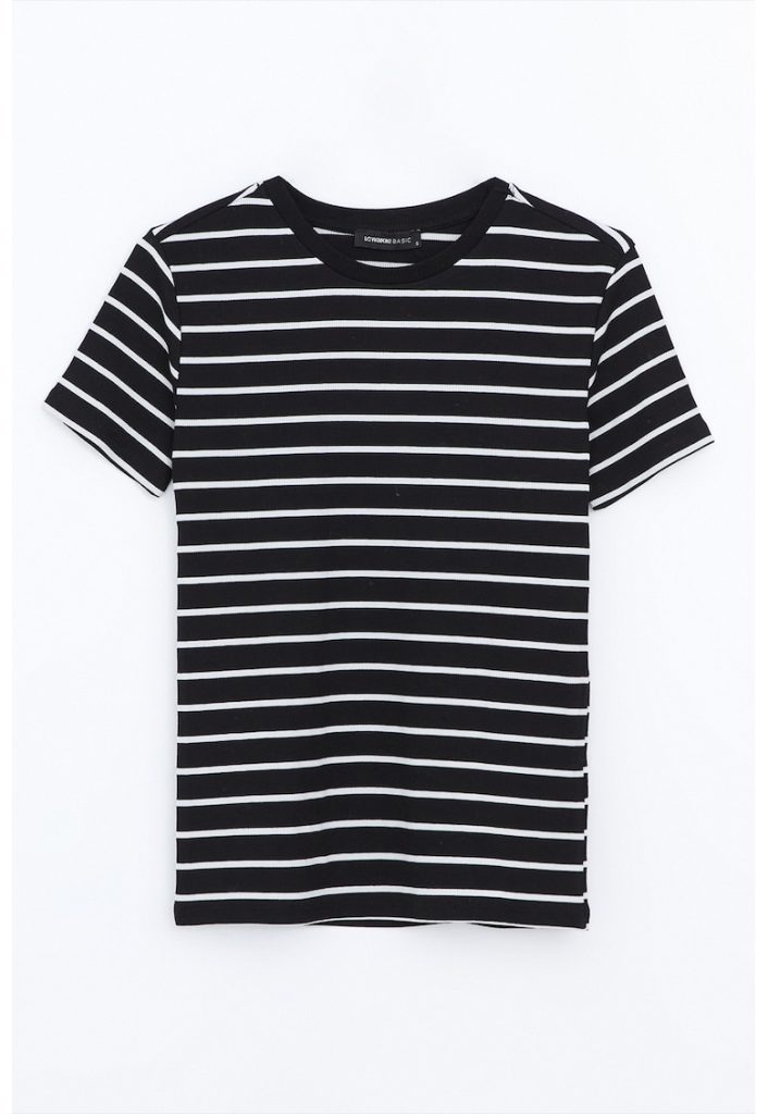 Tricou din amestec de bumbac cu model in dungi-FEMEI/IMBRACAMINTE/Tricouri si maiouri-IMBRACAMINTE/Tricouri si maiouri