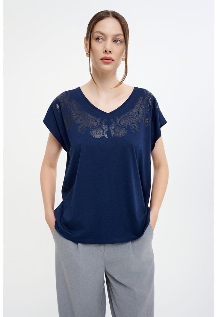Tricou din amestec de modal-FEMEI/IMBRACAMINTE/Tricouri si maiouri-IMBRACAMINTE/Tricouri si maiouri