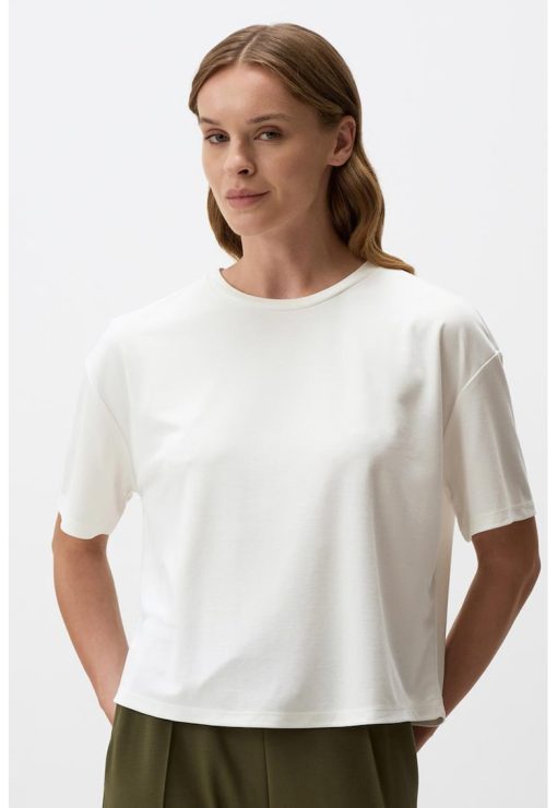 Tricou din amestec de modal cu maneci cazute-FEMEI/IMBRACAMINTE/Tricouri si maiouri-IMBRACAMINTE/Tricouri si maiouri