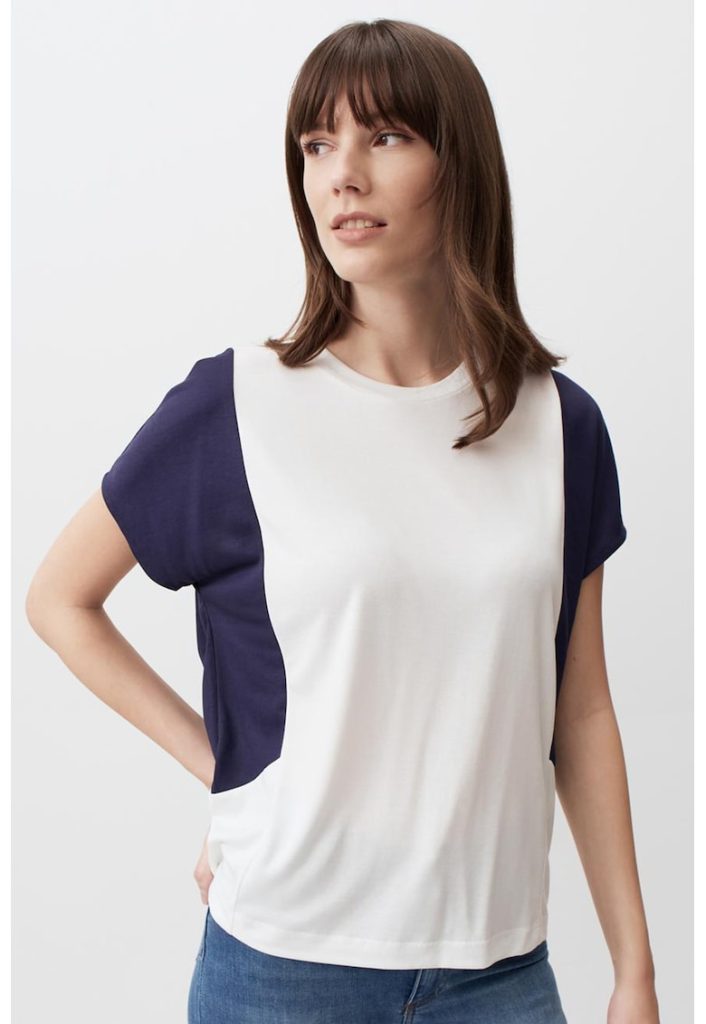 Tricou din amestec de modal cu model colorblock-FEMEI/IMBRACAMINTE/Tricouri si maiouri-IMBRACAMINTE/Tricouri si maiouri