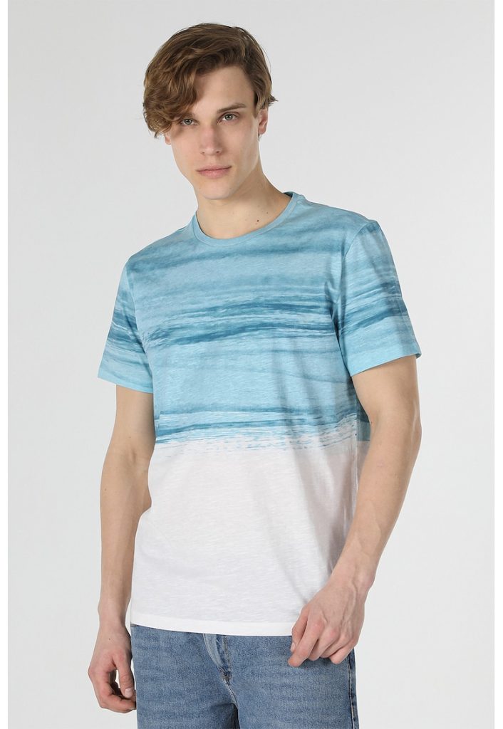 Tricou din bumbac cu decolteu la baza gatului-BARBATI/IMBRACAMINTE/Tricouri si maiouri-IMBRACAMINTE/Tricouri si maiouri