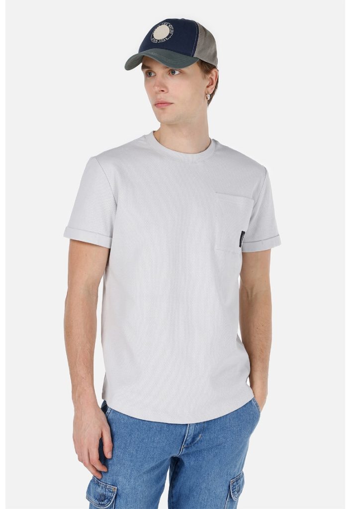 Tricou din bumbac cu decolteu la baza gatului-BARBATI/IMBRACAMINTE/Tricouri si maiouri-IMBRACAMINTE/Tricouri si maiouri