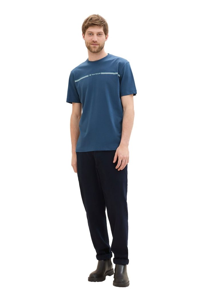 Tricou din bumbac cu decolteu la baza gatului-BARBATI/IMBRACAMINTE/Tricouri si maiouri-IMBRACAMINTE/Tricouri si maiouri