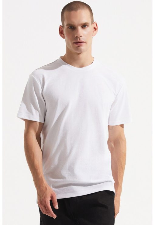 Tricou din bumbac cu decolteu la baza gatului-BARBATI/IMBRACAMINTE/Tricouri si maiouri-IMBRACAMINTE/Tricouri si maiouri