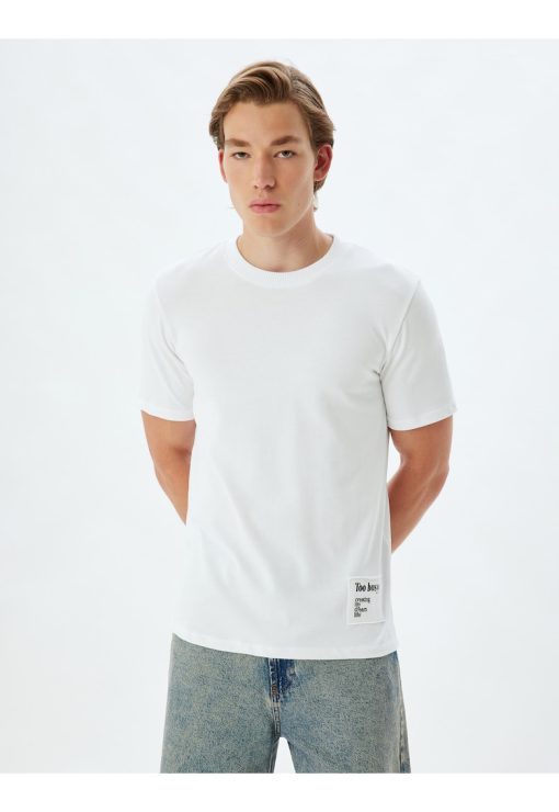 Tricou din bumbac cu decolteu la baza gatului-BARBATI/IMBRACAMINTE/Tricouri si maiouri-IMBRACAMINTE/Tricouri si maiouri