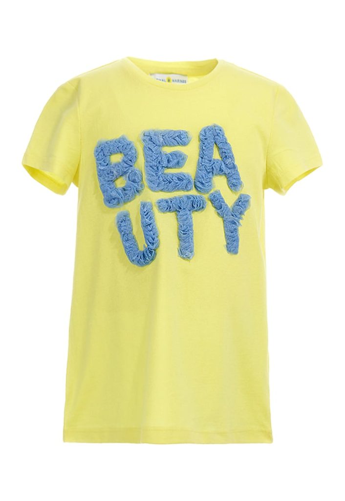 Tricou din bumbac cu decolteu la baza gatului si model in forma de inima-FETE/IMBRACAMINTE/Tricouri si maiouri-IMBRACAMINTE/Tricouri si maiouri