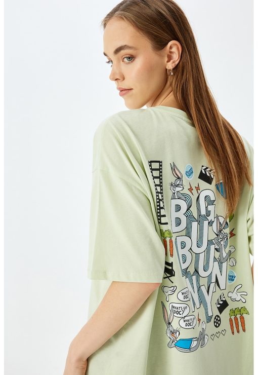 Tricou din bumbac cu imprimeu cu desene animate-FEMEI/IMBRACAMINTE/Tricouri si maiouri-IMBRACAMINTE/Tricouri si maiouri
