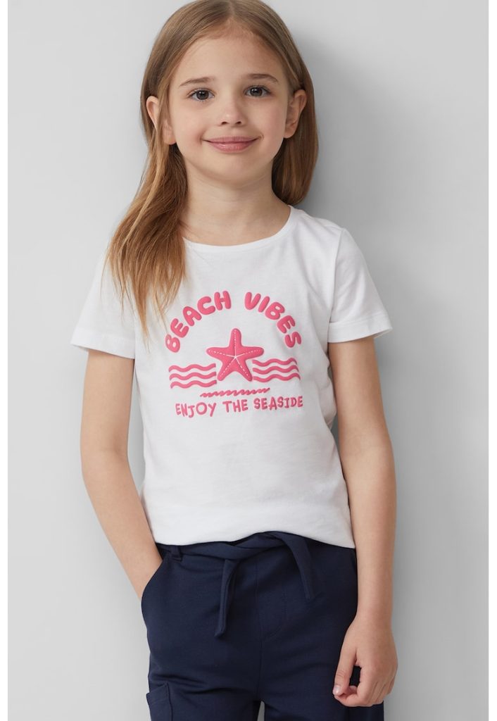 Tricou din bumbac cu imprimeu si decolteu rotund-FETE/IMBRACAMINTE/Tricouri si maiouri-IMBRACAMINTE/Tricouri si maiouri