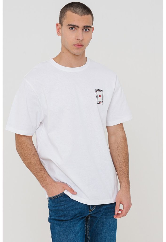 Tricou din bumbac cu imprimeu text-BARBATI/IMBRACAMINTE/Tricouri si maiouri-IMBRACAMINTE/Tricouri si maiouri