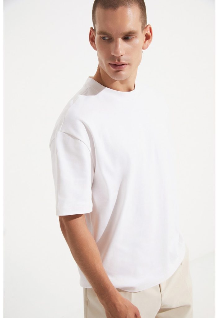 Tricou din bumbac cu maneci cazute-BARBATI/IMBRACAMINTE/Tricouri si maiouri-IMBRACAMINTE/Tricouri si maiouri