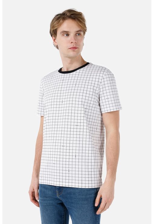 Tricou din bumbac cu model geometric-BARBATI/IMBRACAMINTE/Tricouri si maiouri-IMBRACAMINTE/Tricouri si maiouri