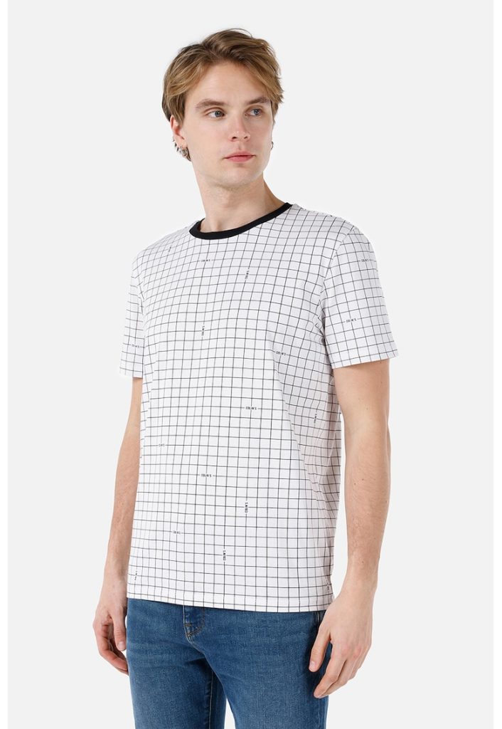 Tricou din bumbac cu model geometric-BARBATI/IMBRACAMINTE/Tricouri si maiouri-IMBRACAMINTE/Tricouri si maiouri