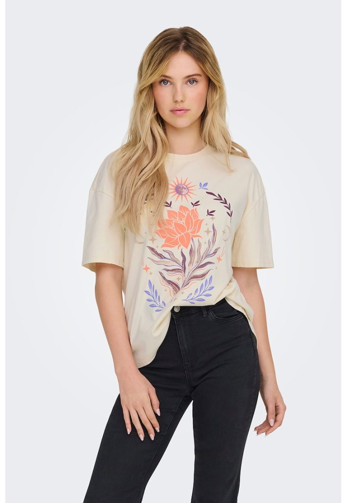 Tricou lejer cu imprimeu grafic-FEMEI/IMBRACAMINTE/Tricouri si maiouri-IMBRACAMINTE/Tricouri si maiouri