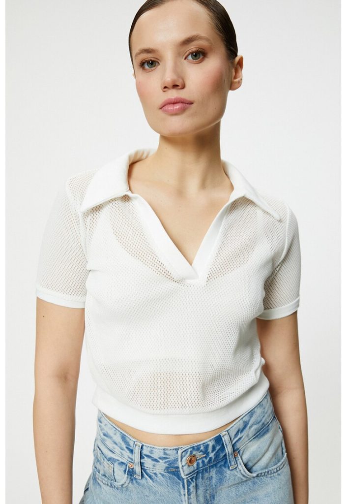 Tricou polo crop de plasa-FEMEI/IMBRACAMINTE/Tricouri si maiouri-IMBRACAMINTE/Tricouri si maiouri