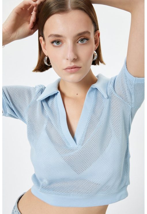 Tricou polo crop de plasa-FEMEI/IMBRACAMINTE/Tricouri si maiouri-IMBRACAMINTE/Tricouri si maiouri