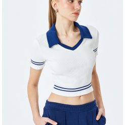 Tricou polo cu croiala crop-FEMEI/IMBRACAMINTE/Tricouri si maiouri-IMBRACAMINTE/Tricouri si maiouri