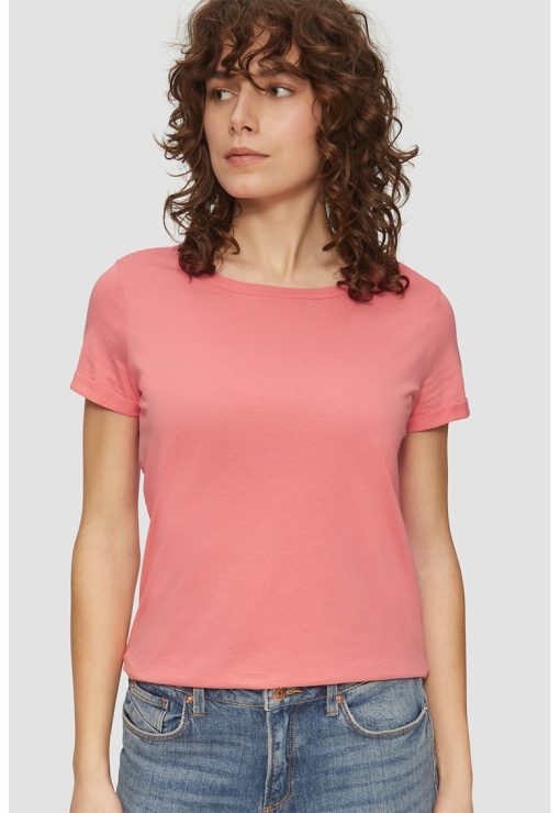 Tricou regular fit cu decolteu la baza gatului-FEMEI/IMBRACAMINTE/Tricouri si maiouri-IMBRACAMINTE/Tricouri si maiouri
