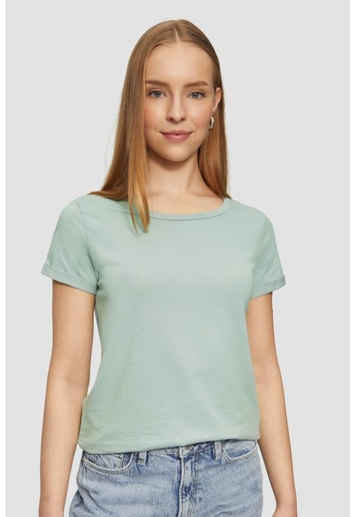 Tricou regular fit cu decolteu la baza gatului-FEMEI/IMBRACAMINTE/Tricouri si maiouri-IMBRACAMINTE/Tricouri si maiouri