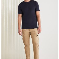 Tricou slim fit din amestec de bumbac cu decolteu la baza gatului Tiago-BARBATI/IMBRACAMINTE/Tricouri si maiouri-IMBRACAMINTE/Tricouri si maiouri