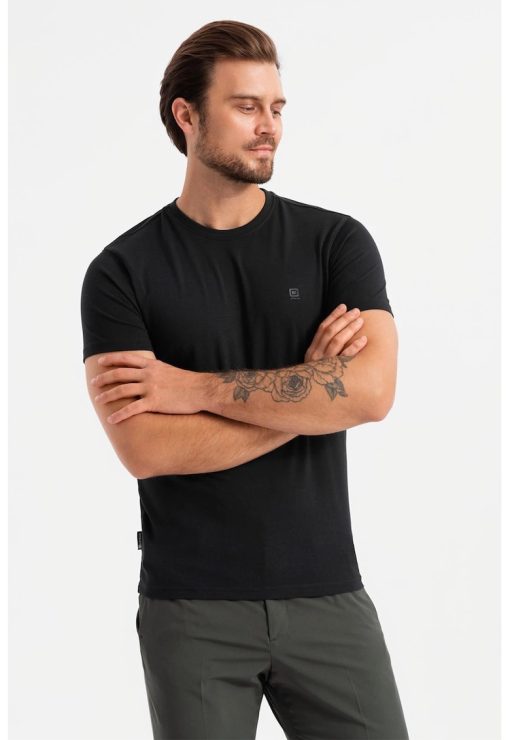 Tricou slim fit din amestec de bumbac cu decolteu rotund-BARBATI/IMBRACAMINTE/Tricouri si maiouri-IMBRACAMINTE/Tricouri si maiouri