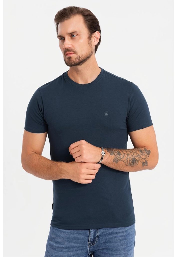 Tricou slim fit din amestec de bumbac cu decolteu rotund-BARBATI/IMBRACAMINTE/Tricouri si maiouri-IMBRACAMINTE/Tricouri si maiouri
