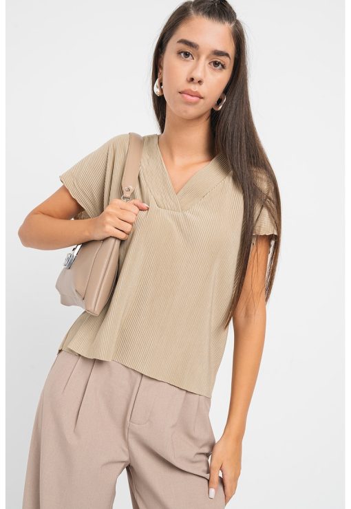 Tricou striat cu decolteu in V Esmarilla-FEMEI/IMBRACAMINTE/Tricouri si maiouri-IMBRACAMINTE/Tricouri si maiouri
