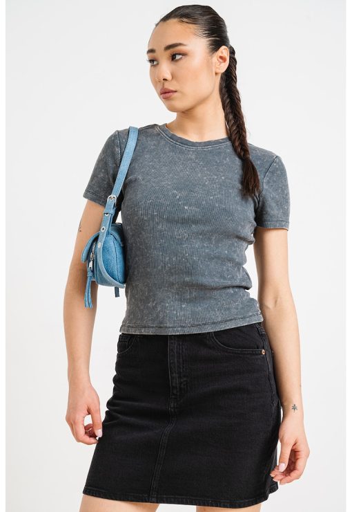 Tricou striat cu decolteu rotund-FEMEI/IMBRACAMINTE/Tricouri si maiouri-IMBRACAMINTE/Tricouri si maiouri