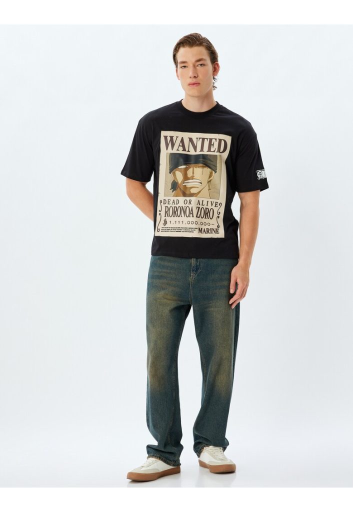 Tricou supradimensionat cu imprimeu One Piece-BARBATI/IMBRACAMINTE/Tricouri si maiouri-IMBRACAMINTE/Tricouri si maiouri