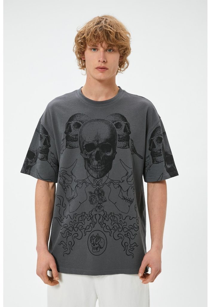 Tricou supradimensionat de bumbac cu imprimeu grafic-BARBATI/IMBRACAMINTE/Tricouri si maiouri-IMBRACAMINTE/Tricouri si maiouri
