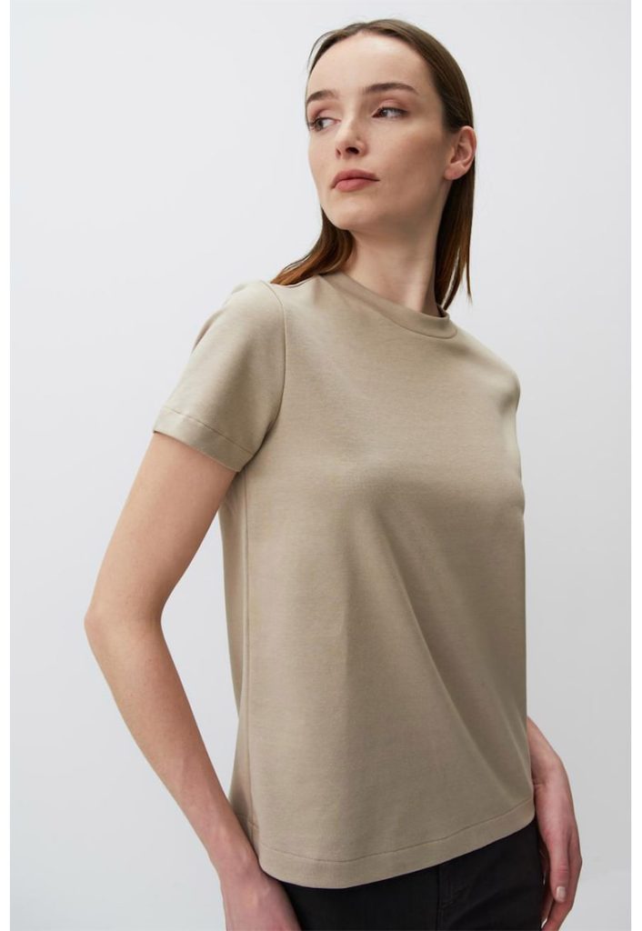 Tricou uni cu decolteu la baza gatului-FEMEI/IMBRACAMINTE/Tricouri si maiouri-IMBRACAMINTE/Tricouri si maiouri