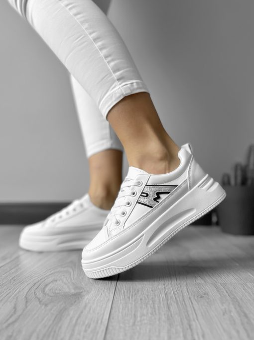 Adidasi dama casual cu talpa inalta  albi CL2402 T53-2-Incaltaminte > Incaltaminte dama > Adidasi dama