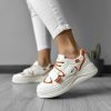 Adidasi dama casual cu talpa inalta  albi cu orange CL2333 T7-1-Incaltaminte > Incaltaminte dama > Adidasi dama