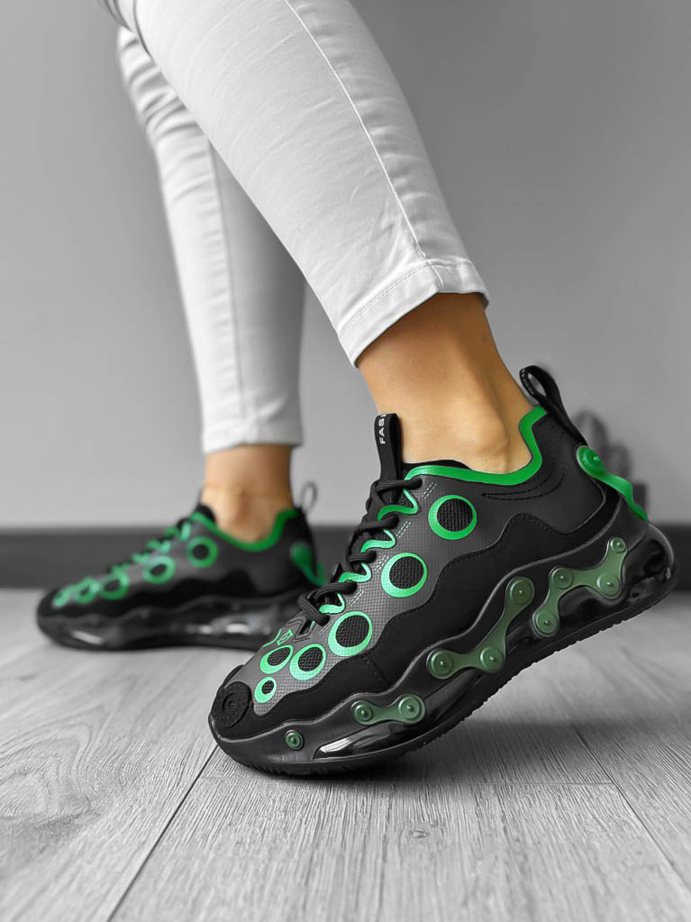 Adidasi dama casual negri cu verde H19 N13-3-Incaltaminte > Incaltaminte dama > Adidasi dama