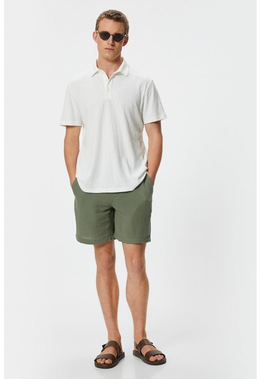 Bermude de bumbac cu snur-BARBATI/IMBRACAMINTE/Pantaloni si colanti-IMBRACAMINTE/Pantaloni si colanti